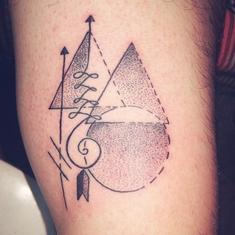 Tetoválás tervezés Unalome geometriai eredeti tetoválás tervezési spirál háromszögek