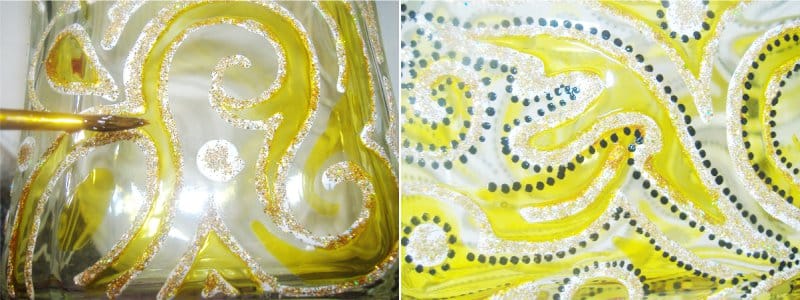 Do-it-yourself painting of a bottle with contours