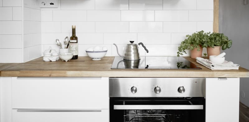 Gasoven met zilveren frontpaneel