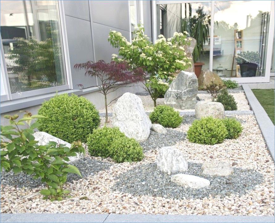 Look magnifique japonais de la cour avant Conception de jardin avant en gravier de style japonais original
