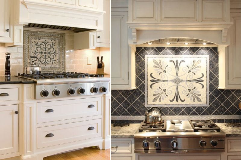 Mosaic panel on a kitchen apron