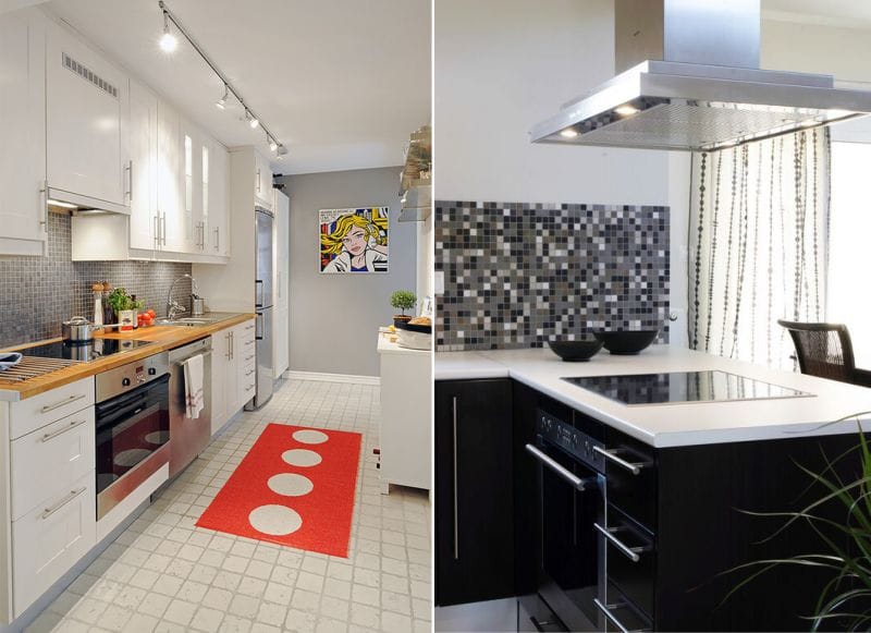 Porcelain stoneware mosaic in the interior of the kitchen