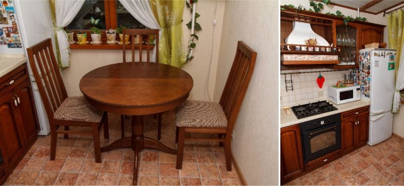 Линолеум под плочките в кухнята в класически стил Линолеум под плочките в кухнята в класически стил