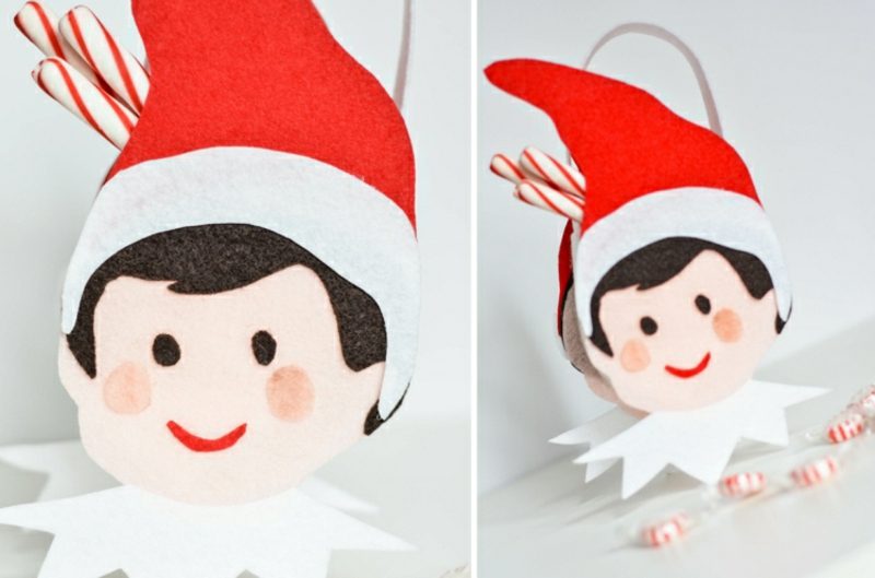 Imp od papira i štapića od slatkiša od filca izvrstan ukras Gnome tinker papir filc bombon božićni ukras