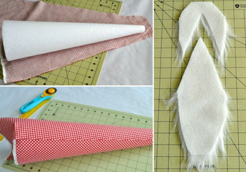 DIY pixie pjenasti češeri prekriveni su tkaninom Patuljci čine češere od pjene koje prekrivaju tkaninom