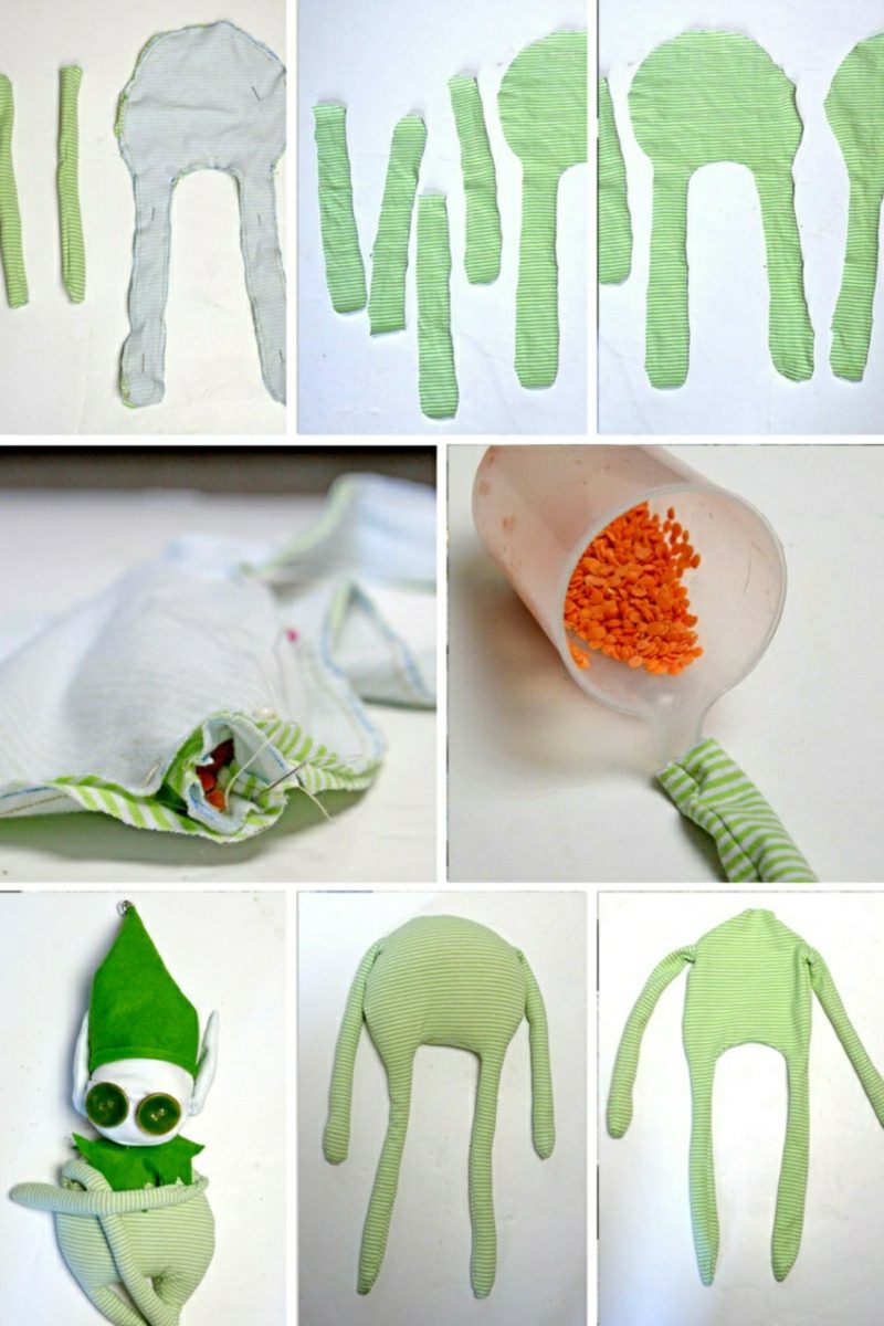 Zašite gnome i napunite ga lećom Patuljci prave leću od uputstava za sliku na tkanini