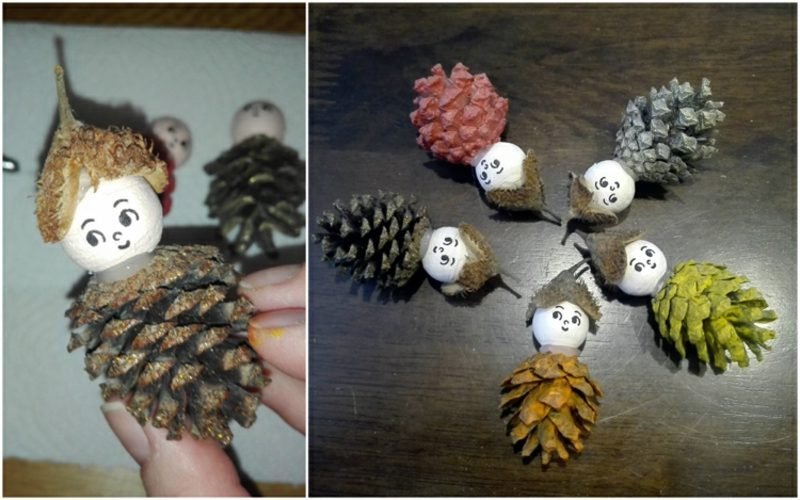 Patuljci izrađuju rukotvorine od šišarki, drvenih perli i bukovih oraha Patuljci prave šišarke i bukove orahe